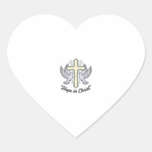 Sticker Cœur Espoir en Christ Colombe Croix Design Chrétien Vin