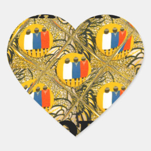 Sticker Cœur Ethnic African Art Design Imprimer : Beautiful Peo