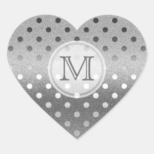 Sticker Cœur Étincelle d'argent : Pois-pois : Timbre Monogramme