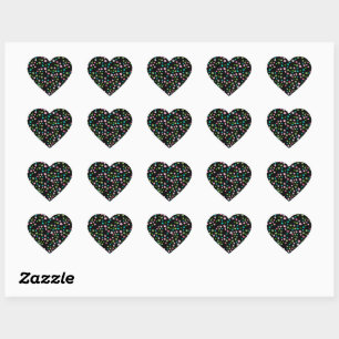 Sticker Cœur Étoiles Colorées Arc-en-ciel Nuit Étoilée Noire