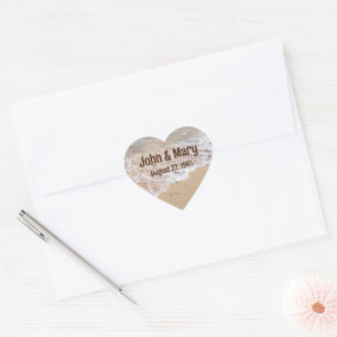 Sticker Cœur Étoiles de plage pour anniversaire de mariage