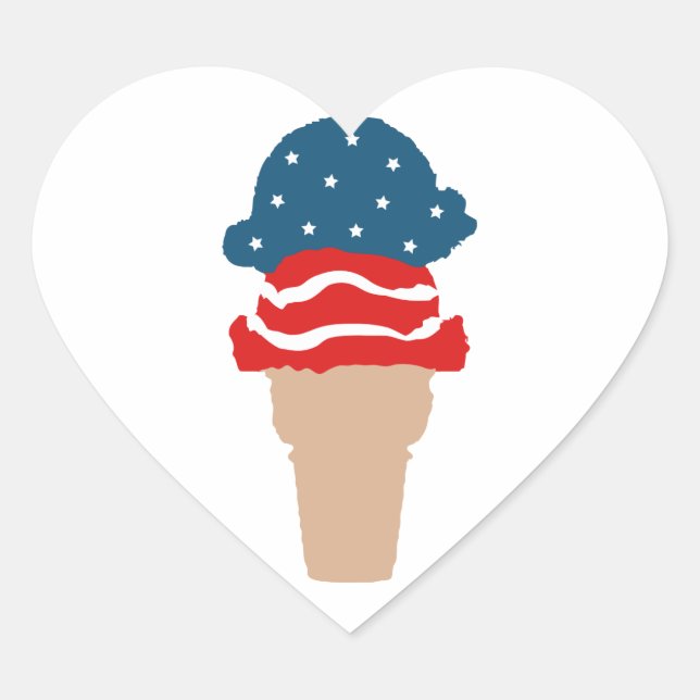 Sticker Cœur Étoiles et rayures Ice Cream Cone (Devant)