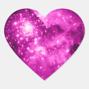 Sticker Cœur Étoiles roses