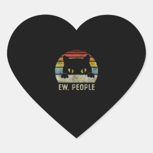 Sticker Cœur Ew Personnes Retro Chat Drôle Vintage Anti Social