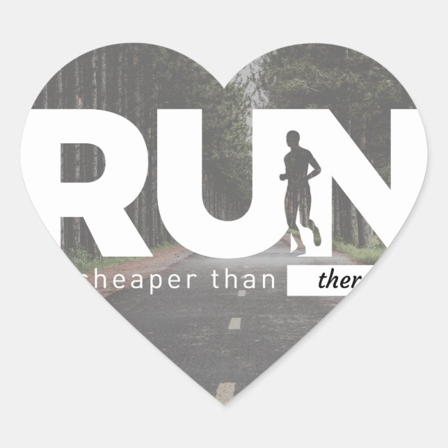 Sticker Cœur Exécuter moins cher que la thérapie Runners Traite (Devant)