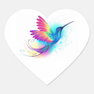Sticker Cœur Exotic Rainbow Hummingbird