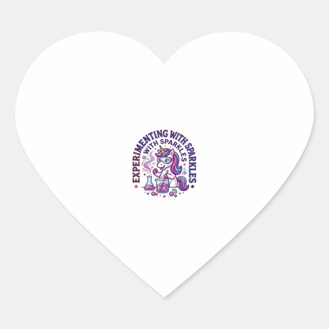 Sticker Cœur Expérience de licorne avec publicité coupée d'étin (Devant)