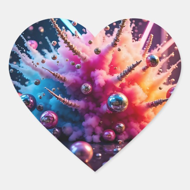 Sticker Cœur Explosions chaotiques (Devant)