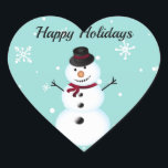 Sticker Cœur Extraordinaire, Cool, Blue Christmas Snowman<br><div class="desc">bonhomme de neige parfait,  doux,  bleu de Noël</div>