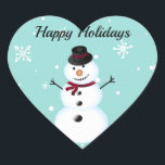 Sticker Cœur Extraordinaire, Cool, Blue Christmas Snowman<br><div class="desc">bonhomme de neige parfait,  doux,  bleu de Noël</div>