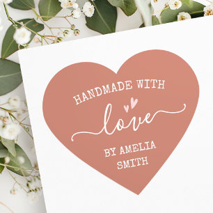 Sticker Cœur Fabriqué à la main avec le coeur d'amour nom terre