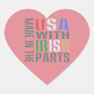 Sticker Cœur Fabriqué aux États-Unis avec des pièces irlandaise