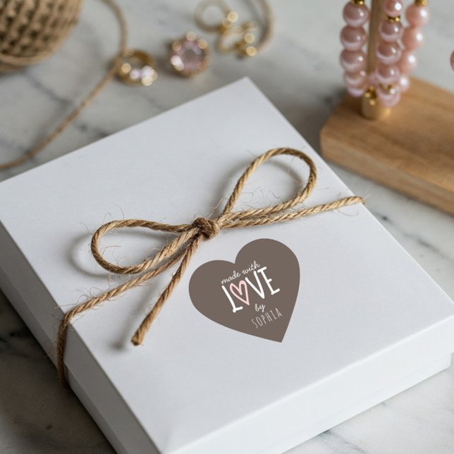 Sticker Cœur Fabriqué Avec La Forme De Coeur D'Amour Personnali (Made With Love Heart Shape Custom Heart Sticker)