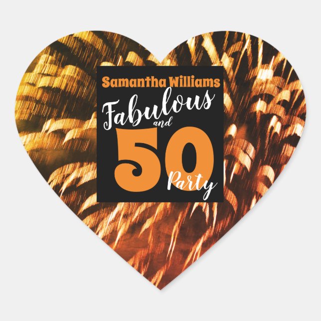Sticker Cœur Fabuleux et 50 feux d'artifice orange Super (Devant)