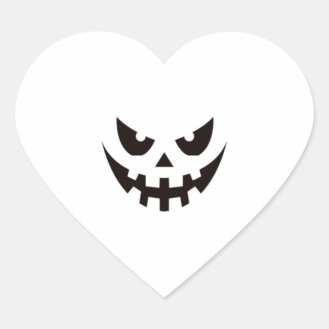Sticker Cœur Face Citrouille Halloween (Devant)