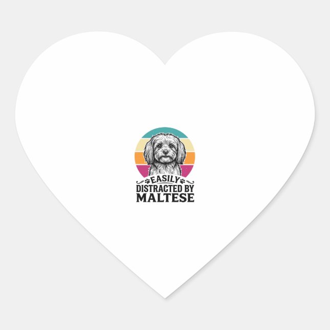 Sticker Cœur Facilement Distrait Par La Conception De Chien Vin (Devant)