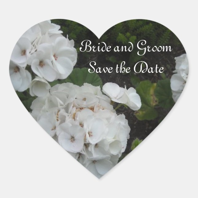 Sticker Cœur Faire-part de mariage Hydrangea blanc (Devant)