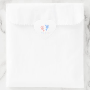 Sticker Cœur Faire-part de naissance de jumeaux garçon et fille
