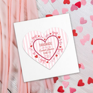 Sticker Cœur Fait à la main avec amour Coquette Cœur Merci