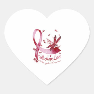 Sticker Cœur Faith Hope Love Meningitis Sensibilisation Dragonf