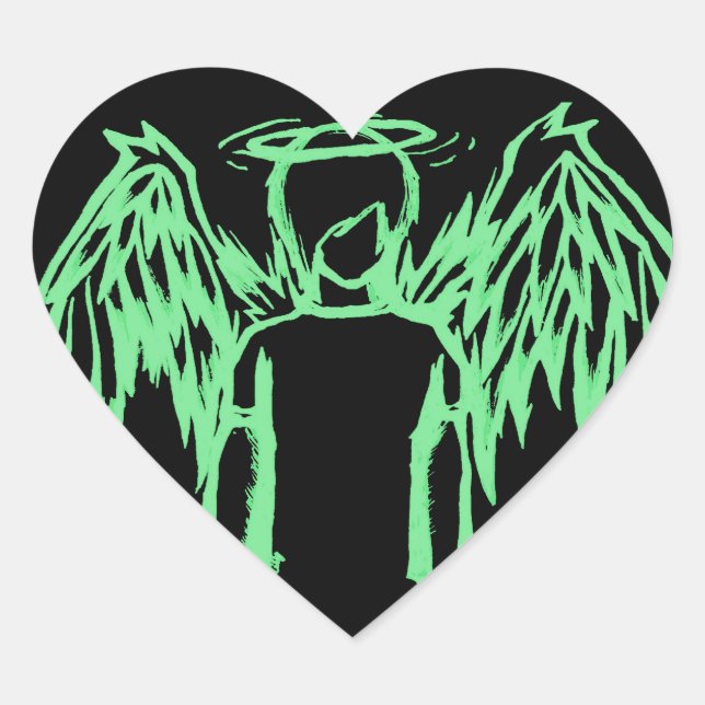Sticker Cœur Fallen Angel Vert (Devant)