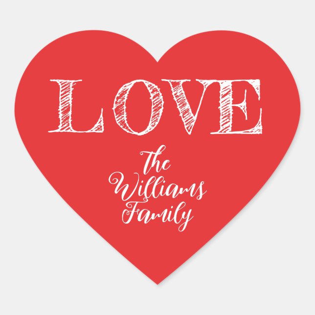 Sticker Cœur Famille d'Amour à Cœur Rouge (Devant)