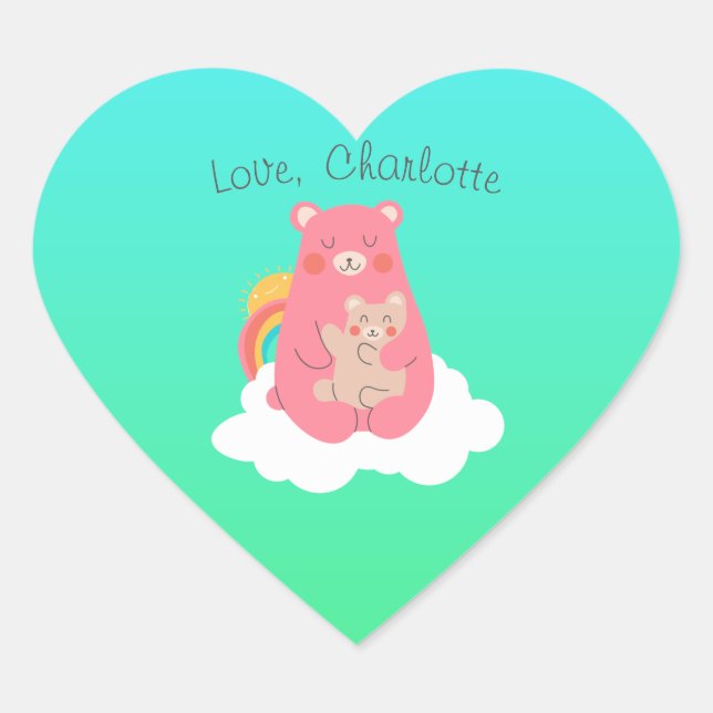 Sticker Cœur Famille d'ours  (Devant)