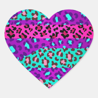 Sticker Cœur Fancy Empreinte de léopard sauvage Neon rose viole