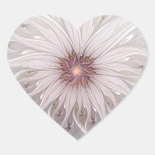 Sticker Cœur Fantasie florale, fleur pastel moderne abstraite