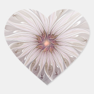 Sticker Cœur Fantasie florale, fleur pastel moderne abstraite