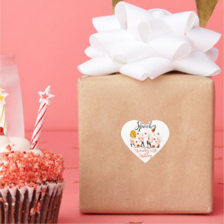 Sticker Cœur Fantôme Éffrayant avec la fête de l'ami