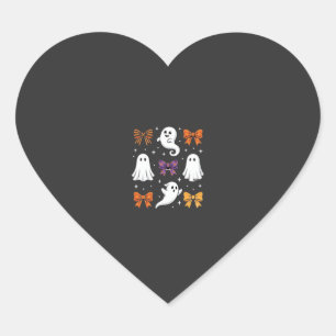Sticker Cœur Fantôme Mignon avec Ruban Design Halloween_1
