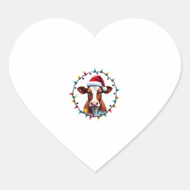 Sticker Cœur Farm Animal Xmas Pajamas Costume Farmer Christmas  (Devant)