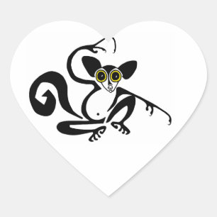 Sticker Cœur Faune - I love AYE-AYES -Primate -Madagascar