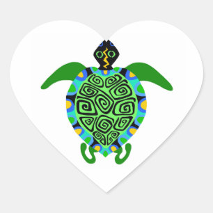 Sticker Cœur Faune - I love Sea TURTLES - Animal activiste -