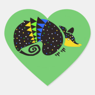 Sticker Cœur Faune - J'aime Armadillos - Nature - Vert