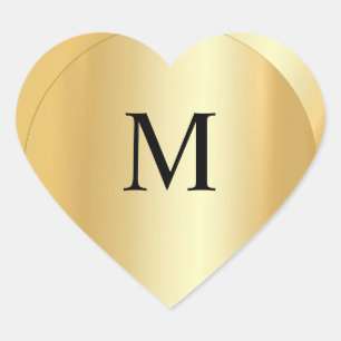 Sticker Cœur Faux Gold Monogram Custom Elegant Modèle