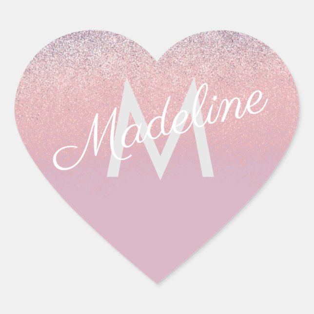 Sticker Cœur Faux rose et violet Parties scintillant étincelant (Devant)