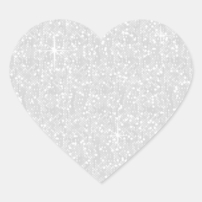 Sticker Cœur Faux White Parties scintillant Confetti (Devant)