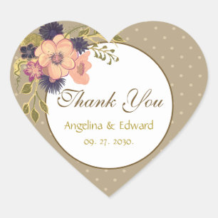 Sticker Cœur Faveur de mariage rose Boho Chic