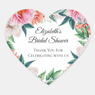 Sticker Cœur Faveur de salle de bain de mariage aux eucalyptus 