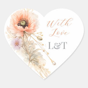 Sticker Cœur Faveurs de mariage éditoriales élégantes Poppy Blu