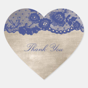 Sticker Cœur Favoriser Coeur Crème d'ivoire Bleu Marine Merci d