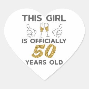 Sticker Cœur Femme Cette Fille Officiellement 50 Ans 50ème Anni