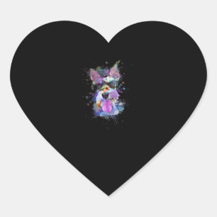 Sticker Cœur Femme Schnauzer Coloré Conception Chien V-Cou