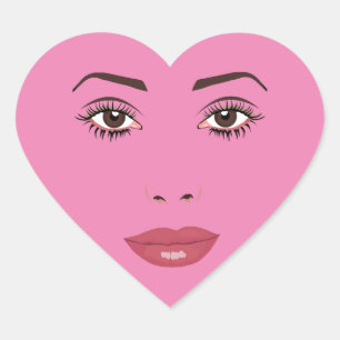 Sticker Cœur FEMMES Brown yeux rouge rouge rouge rouge rouge ro