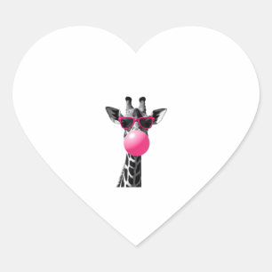 Sticker Cœur Femmes Girafe Visage de Girafe avec Lunettes de So