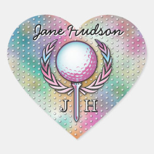 Sticker Cœur Femmes Golfeur Personnalisé Conception Monogramme