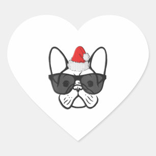 Sticker Cœur FEMMES Noël Français Chien Visage Cool Xmas Père N