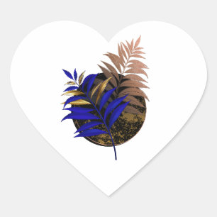 Sticker Cœur Ferme bleue sur cercle noir